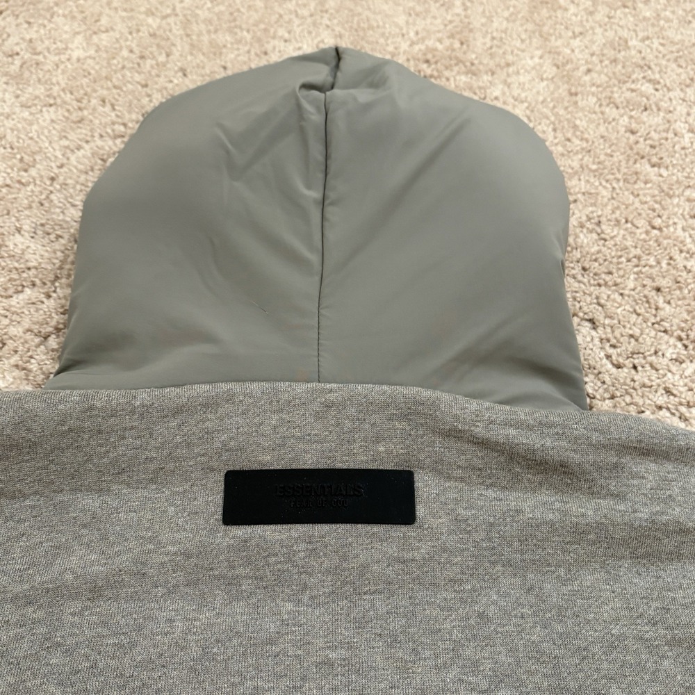 Fear Of God Essentials Nylon Fleece Hoodie Mens Small Brown Pullover NEW - Picture 7 of 9